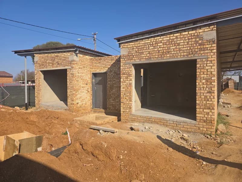 Brickwork complete with openings for doors