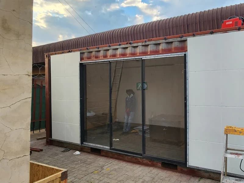 Glass sliding doors going in