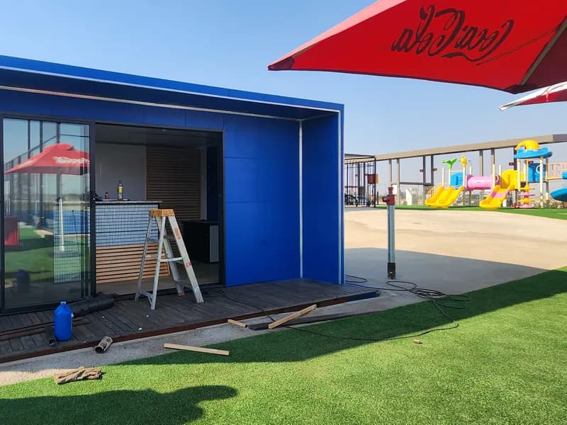 A container shopfront in use