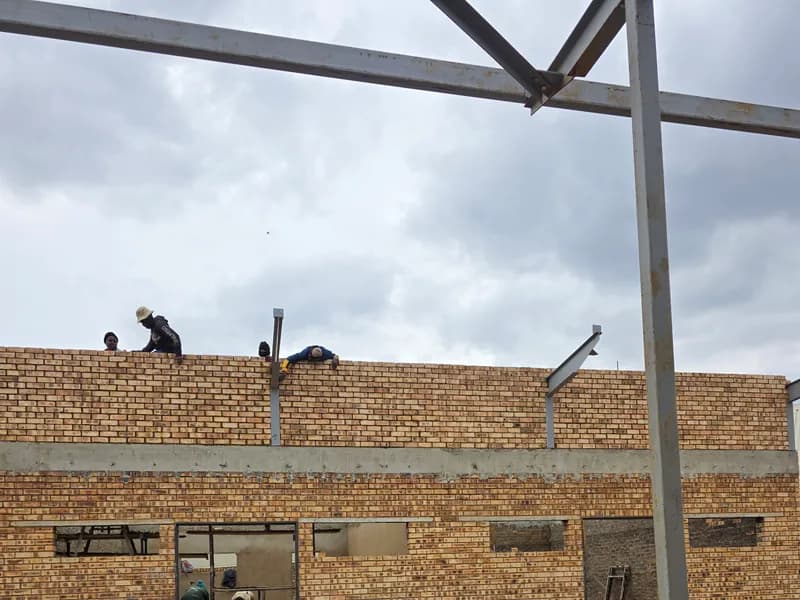 Crew working at roof height