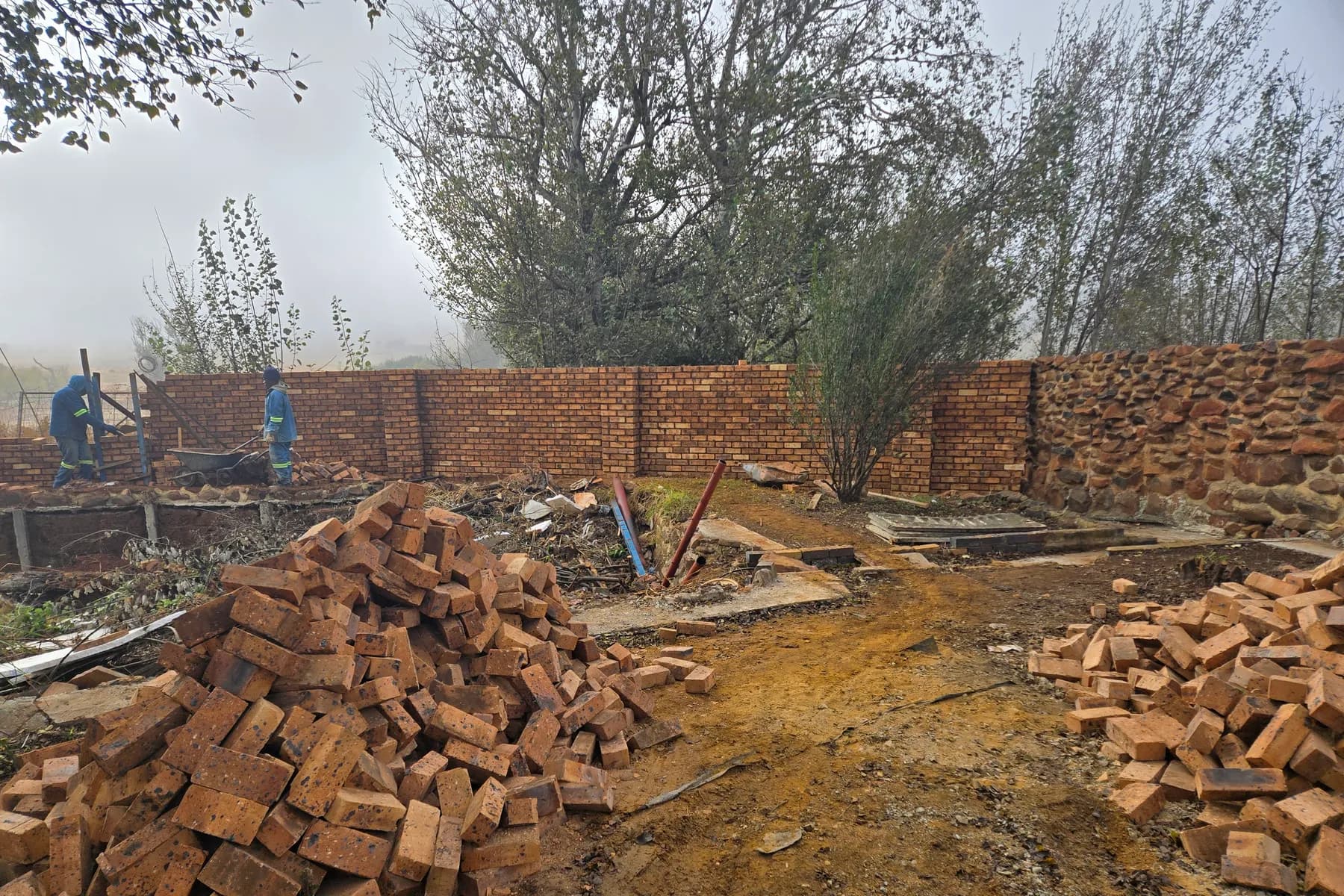 Clearing brick and rubble from a site